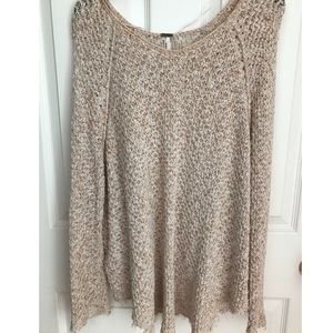 Free People oversized knit sweater w crochet back